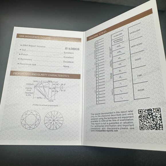 GRA Moissanite Solitaire Ring 1.0ct Sterling Silver 925 - Picture 8 of 9